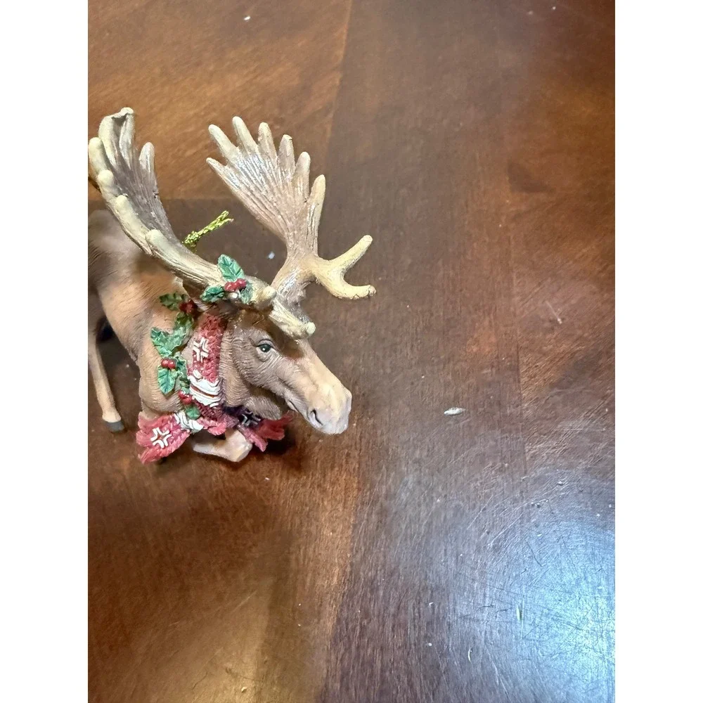 Kurt Adler Moose Christmas Ornament Festive Scarf Holly Berries‎ Hanging